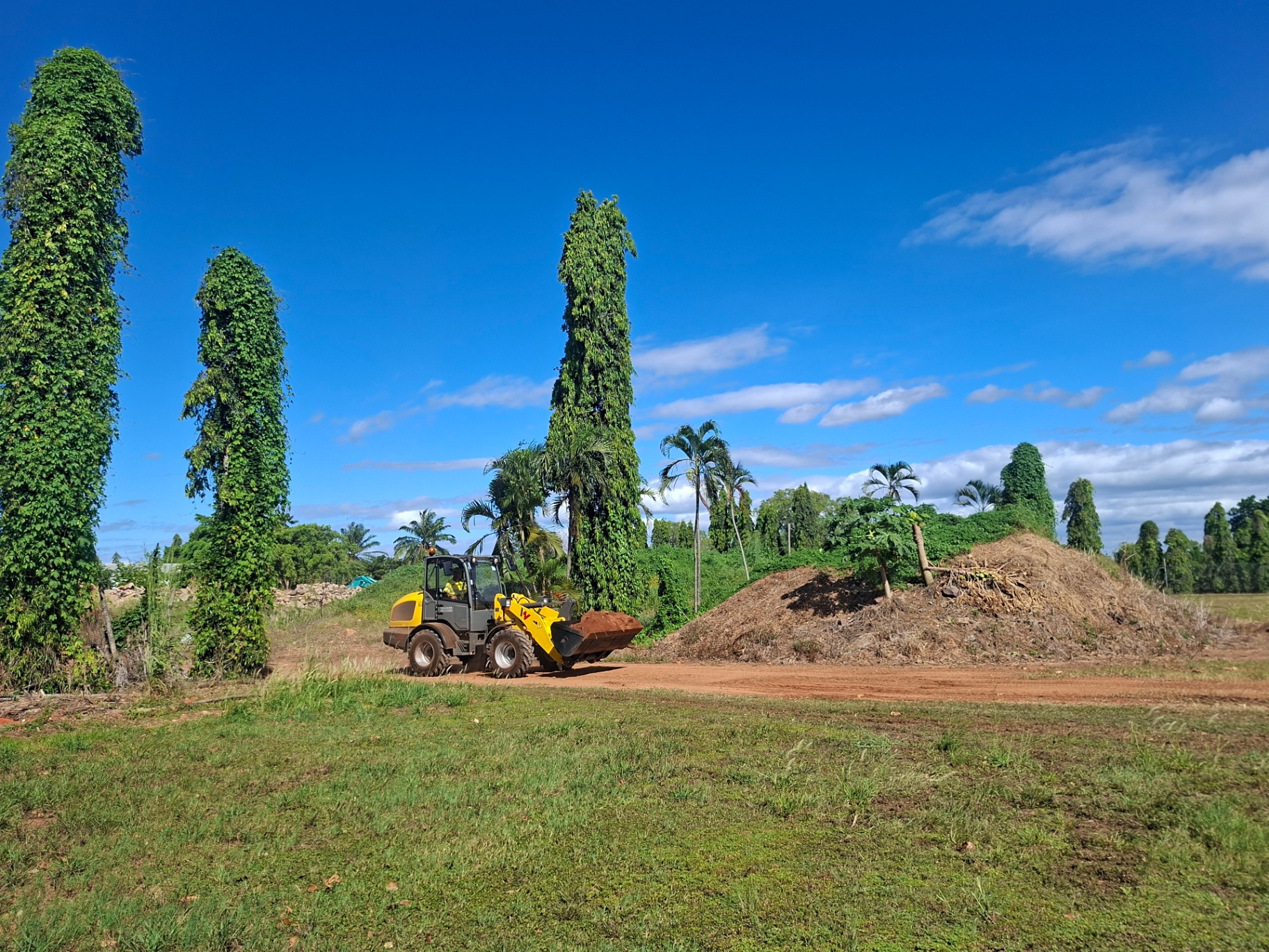 Wacker Neuson wheel loader operator training on red dirt at a Galltan Civil Training site